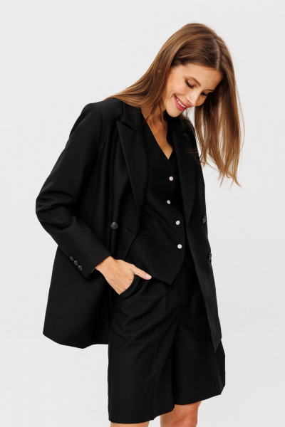 Шорты-бермуды с боковыми карманами и высокой посадкой THE NAME 2331 черный - фото 5