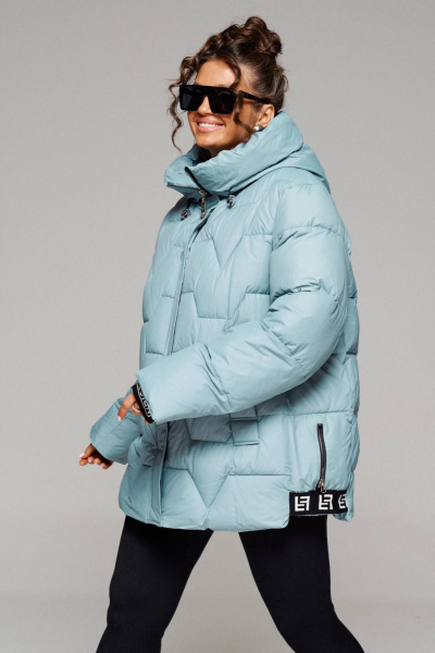 Куртка зимняя прямая с капюшоном и карманами Beautiful&Free 6245 аквамарин - фото 6