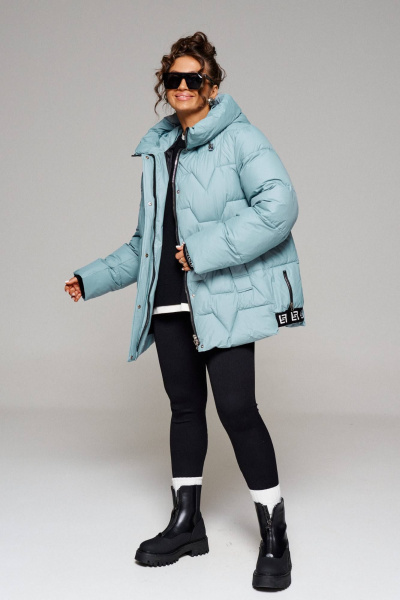 Куртка зимняя прямая с капюшоном и карманами Beautiful&Free 6245 аквамарин - фото 4