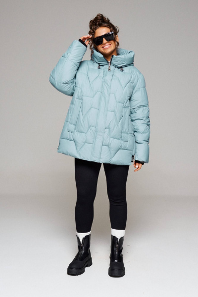 Куртка зимняя прямая с капюшоном и карманами Beautiful&Free 6245 аквамарин - фото 3