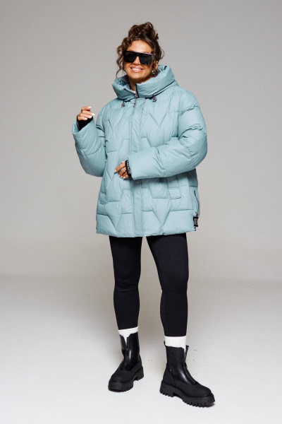 Куртка зимняя прямая с капюшоном и карманами Beautiful&Free 6245 аквамарин - фото 2