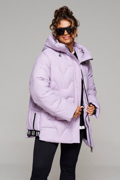 Куртка зимняя прямая с капюшоном и карманами Beautiful&Free 6245 лаванда - фото 7