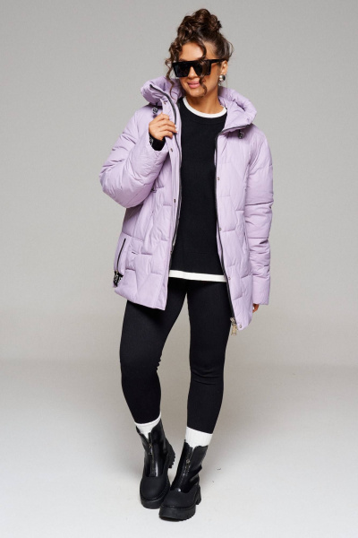 Куртка зимняя прямая с капюшоном и карманами Beautiful&Free 6245 лаванда - фото 6