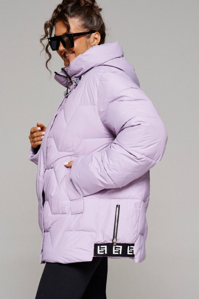 Куртка зимняя прямая с капюшоном и карманами Beautiful&Free 6245 лаванда - фото 5
