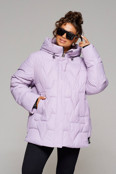 Куртка зимняя прямая с капюшоном и карманами Beautiful&Free 6245 лаванда - фото 1