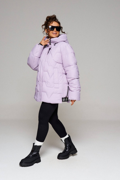 Куртка зимняя прямая с капюшоном и карманами Beautiful&Free 6245 лаванда - фото 3