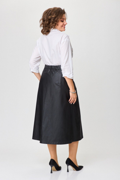 Юбка черная А-силуэта из экокожи с разрезом ANASTASIA MAK 1215 черный - фото 3