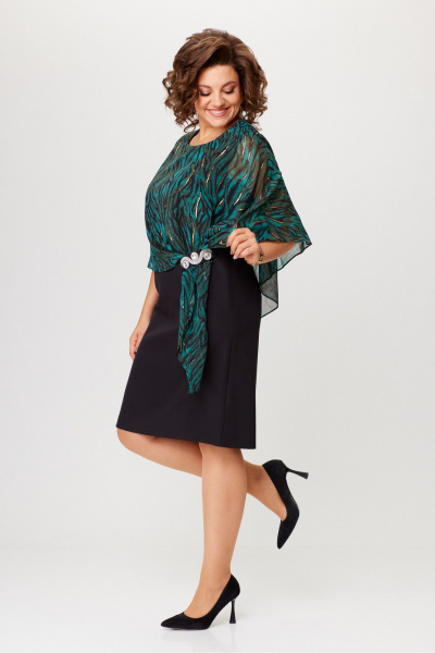 Платье Moda Versal П2481 черный+зеленый - фото 9