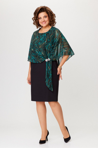 Платье Moda Versal П2481 черный+зеленый - фото 7