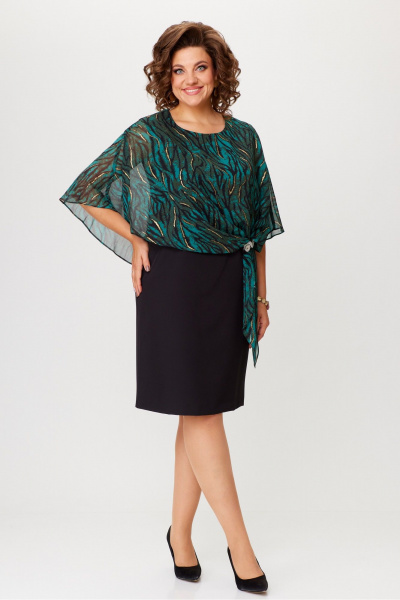 Платье Moda Versal П2481 черный+зеленый - фото 6