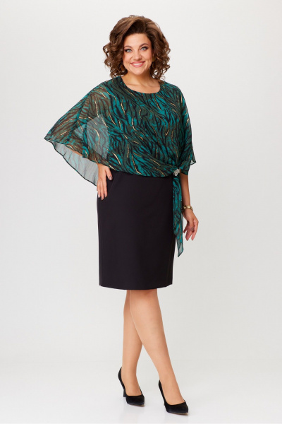 Платье Moda Versal П2481 черный+зеленый - фото 4