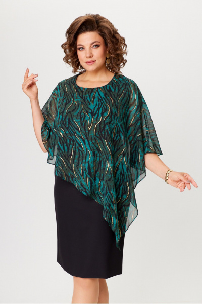 Платье Moda Versal П2481 черный+зеленый - фото 2
