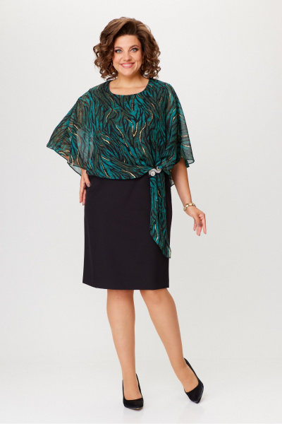 Платье Moda Versal П2481 черный+зеленый - фото 1