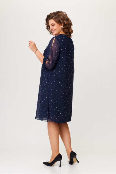 Платье с разрезами и текстурой шифона Moda Versal П2484 темно-синий - фото 8