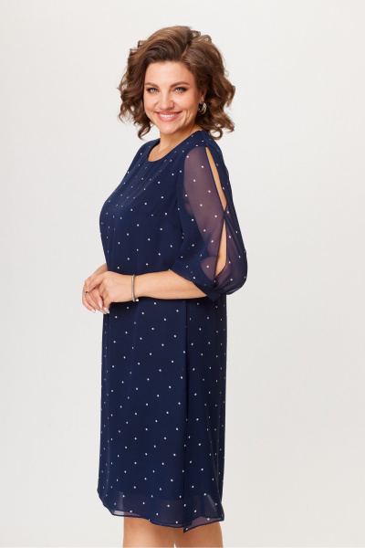 Платье с разрезами и текстурой шифона Moda Versal П2484 темно-синий - фото 6