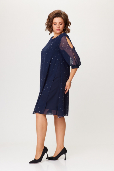 Платье с разрезами и текстурой шифона Moda Versal П2484 темно-синий - фото 4