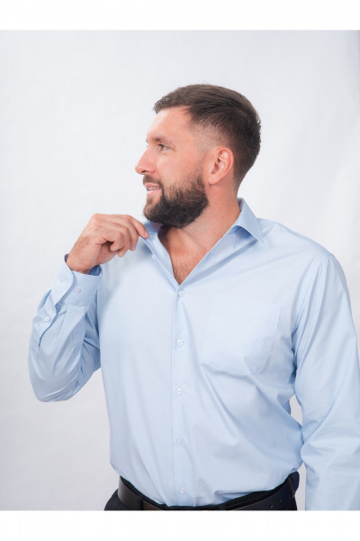 Рубашка из хлопка на пуговицах с длинным рукавом Nadex 01-094912/204-24 светло-голубой - фото 8