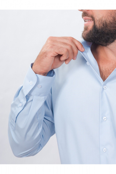 Рубашка из хлопка на пуговицах с длинным рукавом Nadex 01-094912/204-24 светло-голубой - фото 7