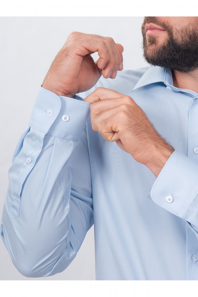 Рубашка из хлопка на пуговицах с длинным рукавом Nadex 01-094912/204-24 светло-голубой - фото 6
