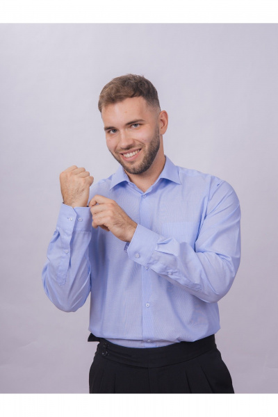 Рубашка классическая в полоску из хлопка для офисного стиля Nadex 01-095013/203-24 светло-голубой - фото 8