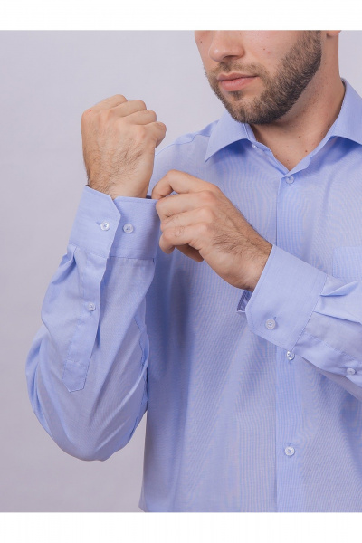 Рубашка классическая в полоску из хлопка для офисного стиля Nadex 01-095013/203-24 светло-голубой - фото 7