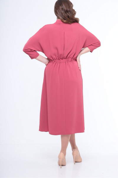 Платье свободного силуэта с галстуком-поясом Le Collect 245 ягодный_щербет - фото 9