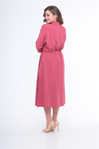 Платье свободного силуэта с галстуком-поясом Le Collect 245 ягодный_щербет - фото 8