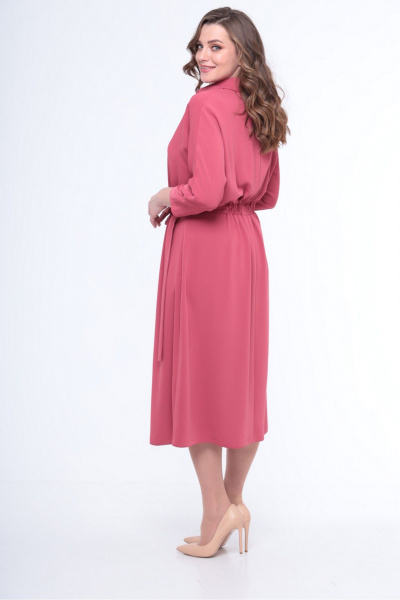 Платье свободного силуэта с галстуком-поясом Le Collect 245 ягодный_щербет - фото 7