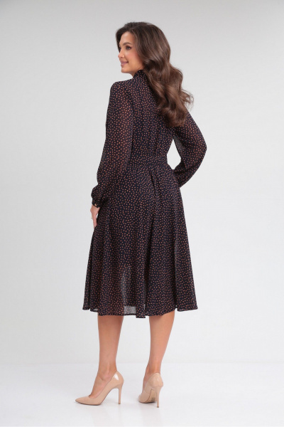 Платье шифоновое клёш с разрезами и резинкой Le Collect 341 темно-синий - фото 9