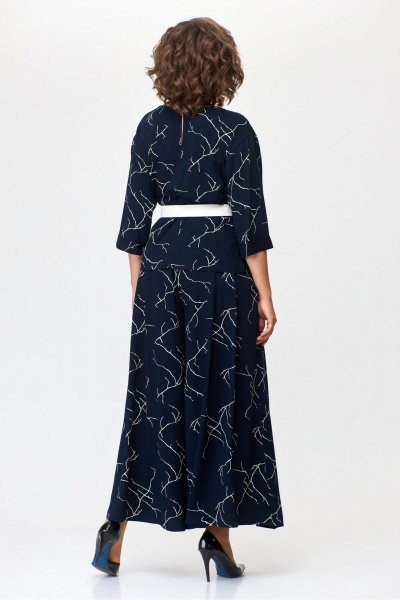 Блуза и брюки с разрезами из вискозы Le Collect 361 темно_синий+ молоко - фото 6