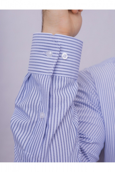 Рубашка классическая из хлопка с полосатым принтом Nadex 01-095013/303-24 сине-голубо-белый - фото 11