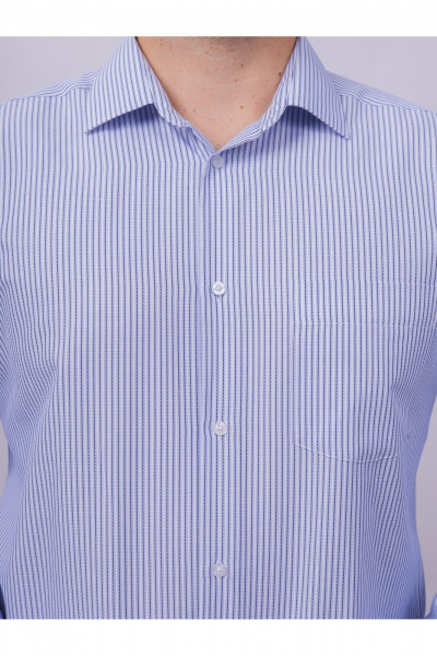 Рубашка классическая из хлопка с полосатым принтом Nadex 01-095013/303-24 сине-голубо-белый - фото 9