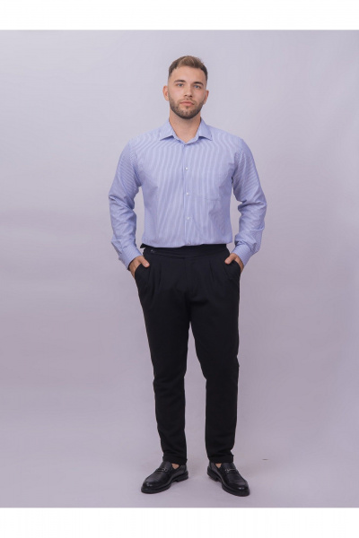 Рубашка классическая из хлопка с полосатым принтом Nadex 01-095013/303-24 сине-голубо-белый - фото 3