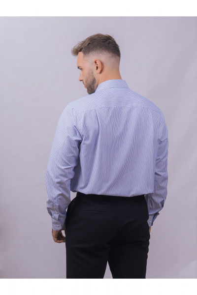 Рубашка классическая из хлопка с полосатым принтом Nadex 01-095013/303-24 сине-голубо-белый - фото 2