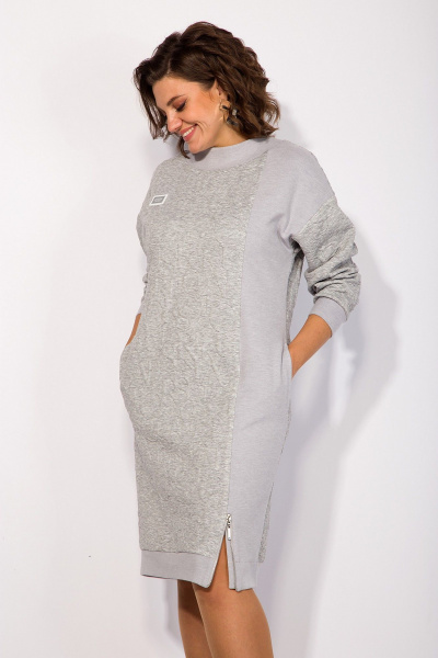 Платье трикотажное с ассиметричным рельефом и V-вырезом Liliana 1374 - фото 5