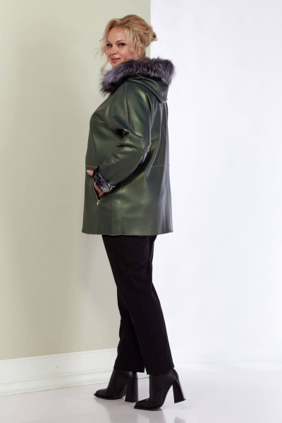 Дубленка женская двусторонняя с меховой опушкой Shetti 2158 изумруд - фото 9