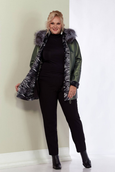 Дубленка женская двусторонняя с меховой опушкой Shetti 2158 изумруд - фото 7