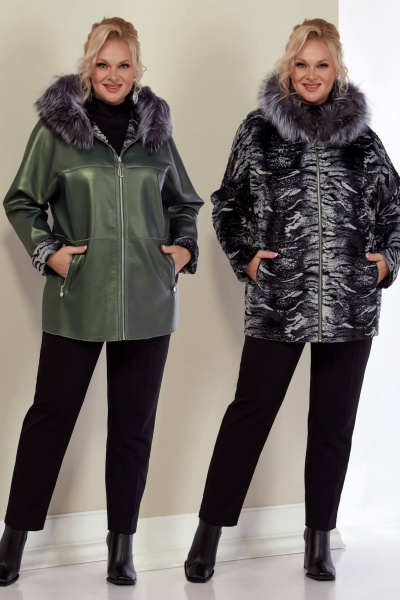 Дубленка женская двусторонняя с меховой опушкой Shetti 2158 изумруд - фото 1