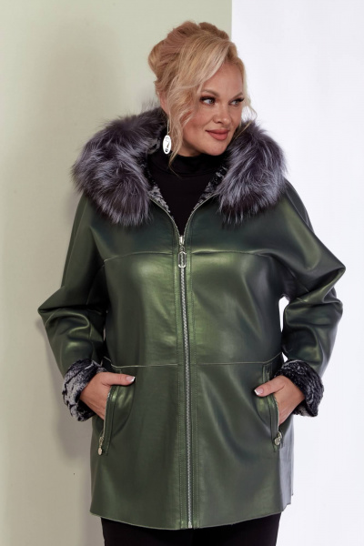 Дубленка женская двусторонняя с меховой опушкой Shetti 2158 изумруд - фото 6