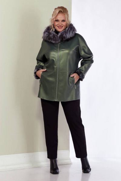 Дубленка женская двусторонняя с меховой опушкой Shetti 2158 изумруд - фото 4
