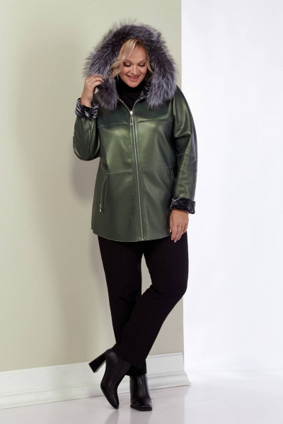 Дубленка женская двусторонняя с меховой опушкой Shetti 2158 изумруд - фото 3