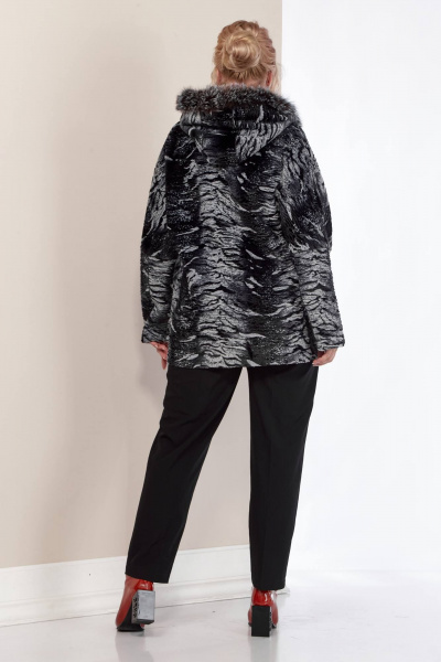 Дубленка двусторонняя из искусственного меха с меховой опушкой Shetti 2158 черный - фото 7