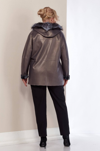 Дубленка двухсторонняя из искусственной кожи с меховой отделкой Shetti 2158 баклажан - фото 9