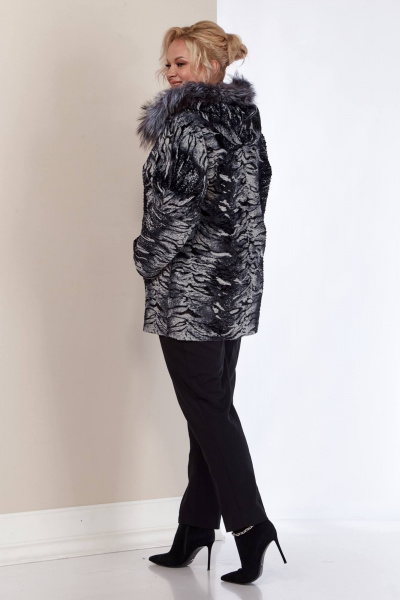 Дубленка двухсторонняя из искусственной кожи с меховой отделкой Shetti 2158 баклажан - фото 8