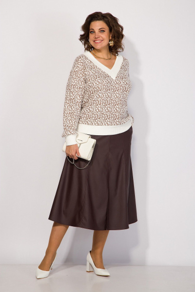 Джемпер из трикотажа с принтом и мягким V-образным вырезом Liliana 1376 - фото 5