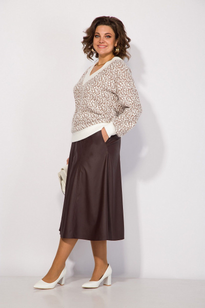 Джемпер из трикотажа с принтом и мягким V-образным вырезом Liliana 1376 - фото 3