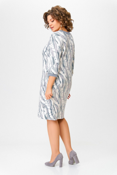 Платье из трикотажа с нагрудными вытачками и карманами Swallow 782.1 молочный/серо-голубой_принт - фото 8