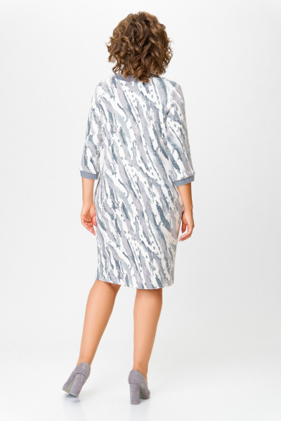 Платье из трикотажа с нагрудными вытачками и карманами Swallow 782.1 молочный/серо-голубой_принт - фото 5