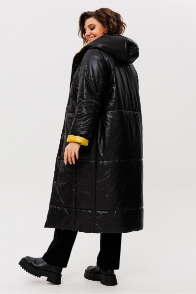 Двухстороннее пальто с капюшоном из плащёвки и утеплителем 300 г/м2 Rumoda 2236 желтый-черный - фото 6