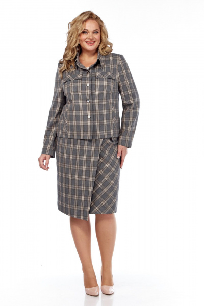 Деловой двойка жакет и юбка в клетку для деловых образов Tensi 385 - фото 4